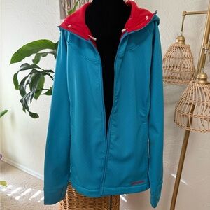 Patagonia Teal and Red Hooded Jacket